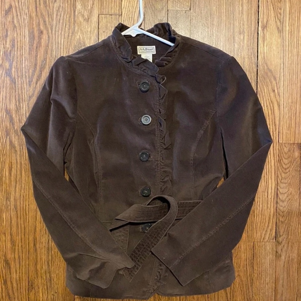 LL Bean Corduroy Chocolate Brown Blazer Jacket, Medium